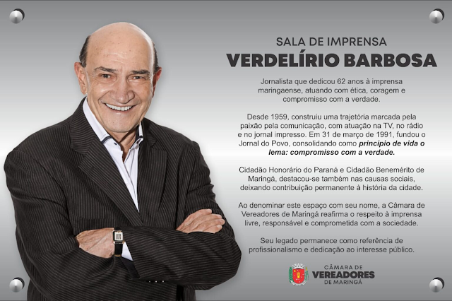 Verdelírio Barbosa recebe homenagem e é nome de Sala de Impensa
